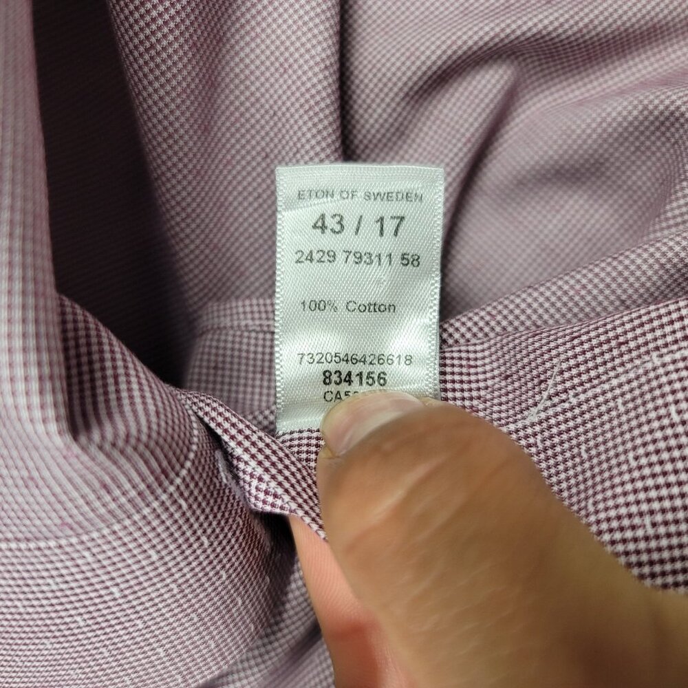 ETON Dress Shirt Men's Large 17 43 Contemporary Long Sleeve Button Office Work - Picture 8 of 8
